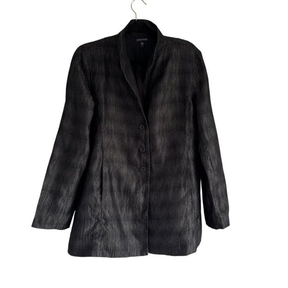 Eileen Fisher Eclipse Jacquard Silk Jacket Women's Size Small Artsy Lagenlook - Picture 3 of 12